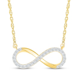 Diamond Horizontal Infinity Necklace 1/5 ct tw 10K Yellow Gold 18&quot;