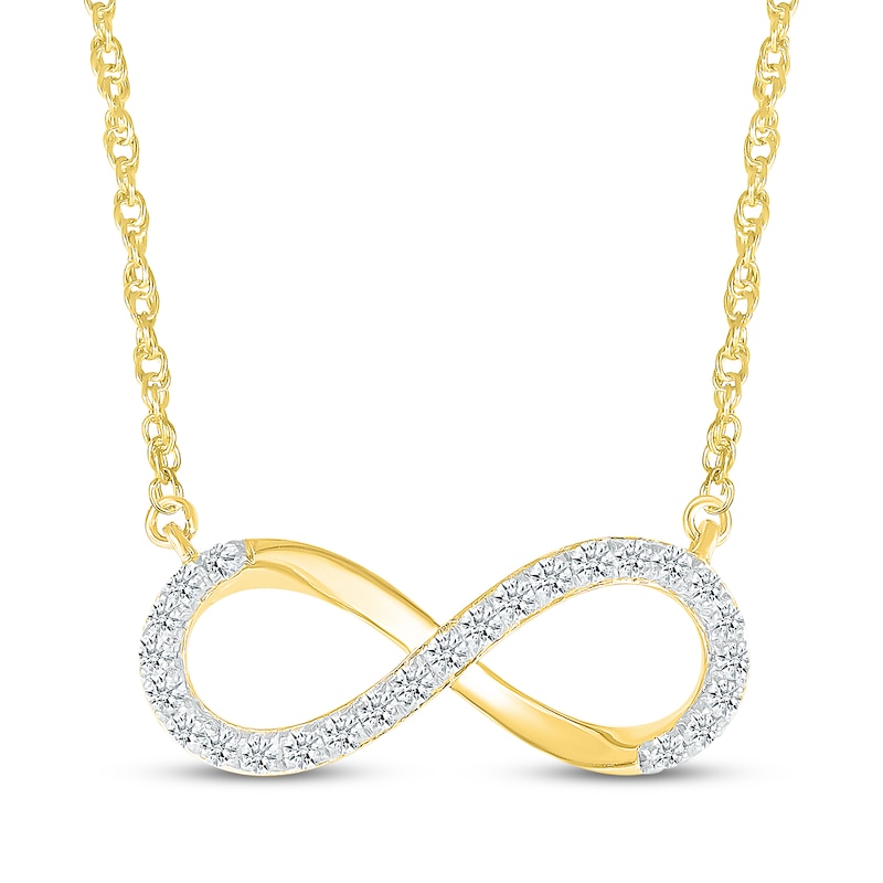 Main Image 1 of Diamond Horizontal Infinity Necklace 1/5 ct tw 10K Yellow Gold 18&quot;