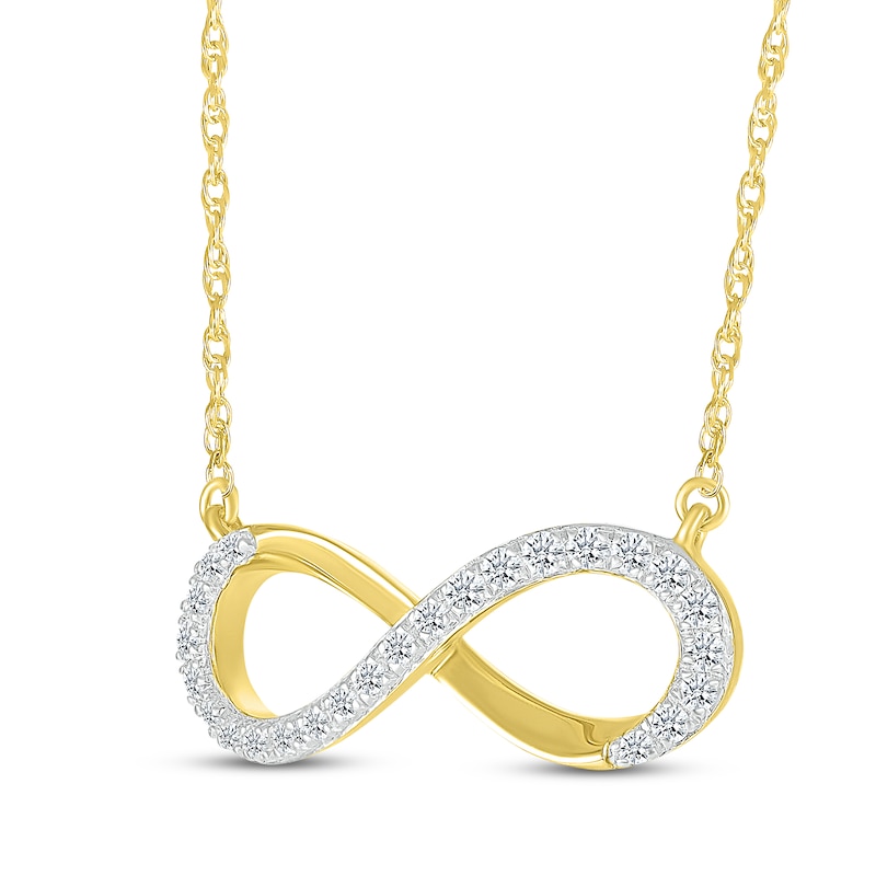 Main Image 2 of Diamond Horizontal Infinity Necklace 1/5 ct tw 10K Yellow Gold 18&quot;