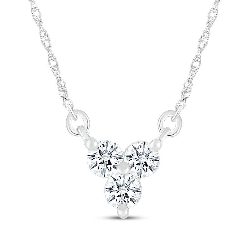 Diamond Three-Stone Necklace 1/6 ct tw 10K White Gold 18"
