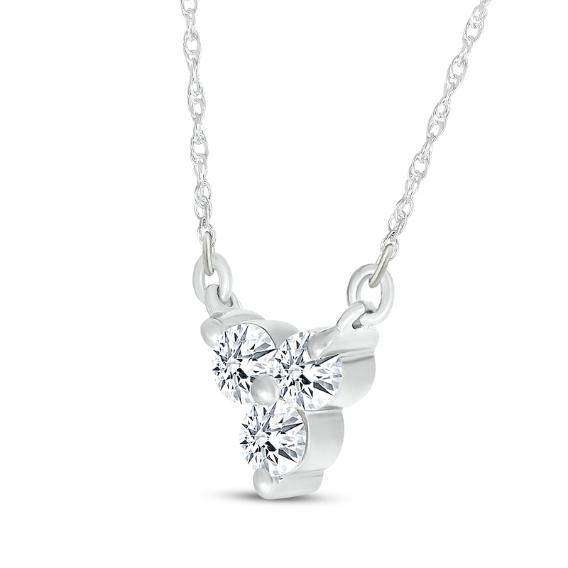 Diamond Three-Stone Necklace 1/6 ct tw 10K White Gold 18"