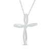 Thumbnail Image 1 of Diamond Looping Cross Necklace 1/8 ct tw 10K White Gold 18&quot;