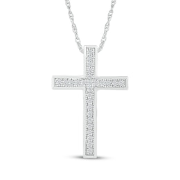 Diamond Traditional Cross Necklace 1/15 ct tw Sterling Silver