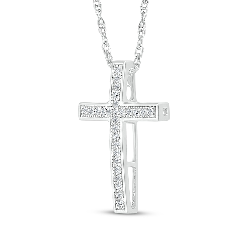 Main Image 2 of Diamond Traditional Cross Necklace 1/15 ct tw Sterling Silver