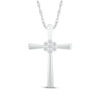 Thumbnail Image 1 of Multi-Diamond Center Cross Necklace 1/10 ct tw 10K White Gold 18&quot;