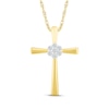 Thumbnail Image 1 of Multi-Diamond Center Cross Necklace 1/10 ct tw 10K Yellow Gold 18&quot;