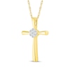 Thumbnail Image 2 of Multi-Diamond Center Cross Necklace 1/10 ct tw 10K Yellow Gold 18&quot;