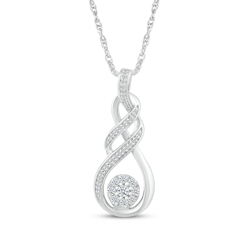 Main Image 1 of Multi-Diamond Twist Necklace 1/4 ct tw 10K White Gold 18&quot;