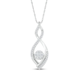 Multi-Diamond Twist Infinity Necklace 1/4 ct tw 10K White Gold 18&quot;