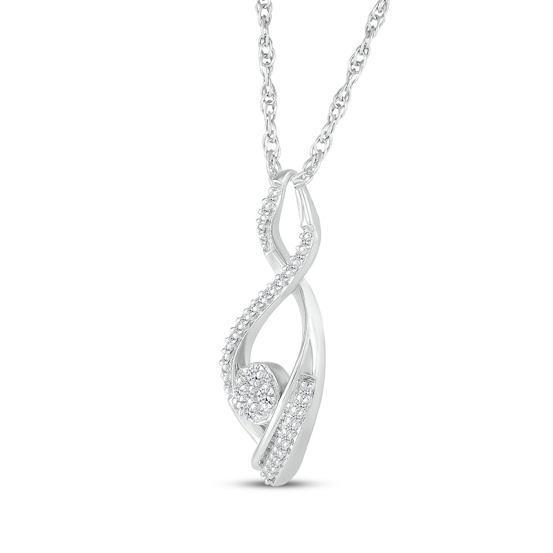 Main Image 2 of Multi-Diamond Twist Infinity Necklace 1/4 ct tw 10K White Gold 18&quot;