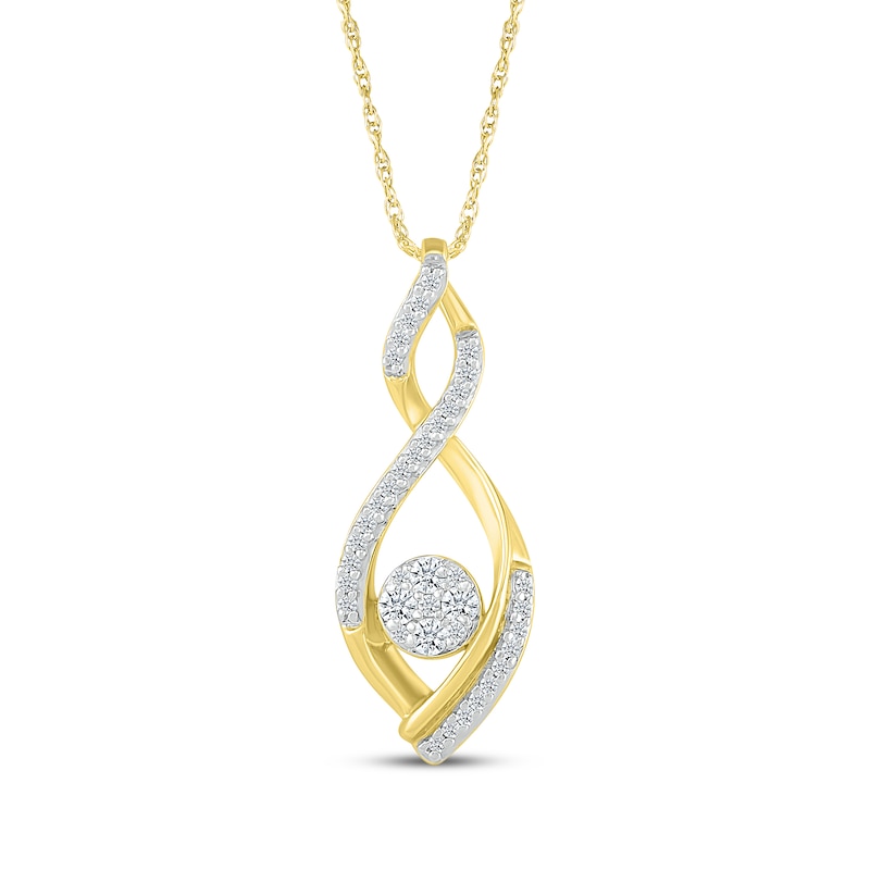 Main Image 1 of Multi-Diamond Twist Infinity Necklace 1/4 ct tw 10K Yellow Gold 18&quot;