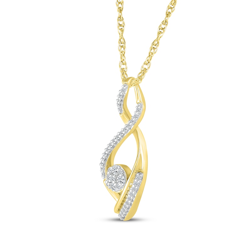 Main Image 2 of Multi-Diamond Twist Infinity Necklace 1/4 ct tw 10K Yellow Gold 18&quot;