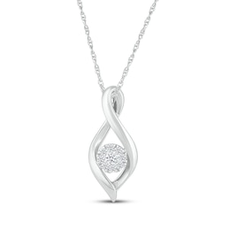 Multi-Diamond Infinity Cluster Necklace 1/10 ct tw 10K White Gold 18&quot;