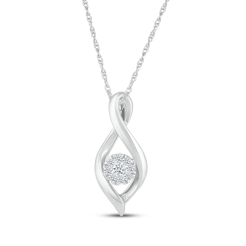 Main Image 1 of Multi-Diamond Infinity Cluster Necklace 1/10 ct tw 10K White Gold 18&quot;