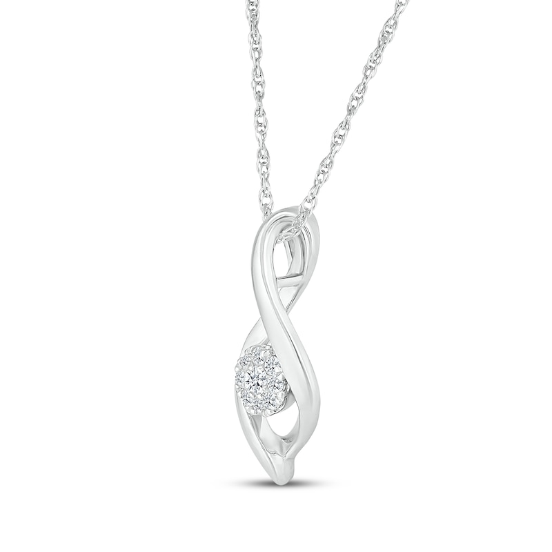 Main Image 2 of Multi-Diamond Infinity Cluster Necklace 1/10 ct tw 10K White Gold 18&quot;