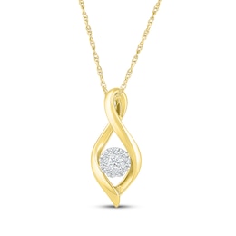 Multi-Diamond Infinity Cluster Necklace 1/10 ct tw 10K Yellow Gold 18&quot;