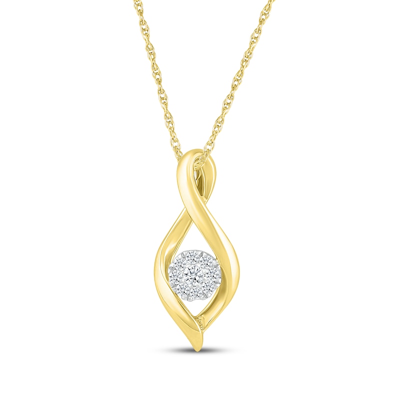 Main Image 1 of Multi-Diamond Infinity Cluster Necklace 1/10 ct tw 10K Yellow Gold 18&quot;