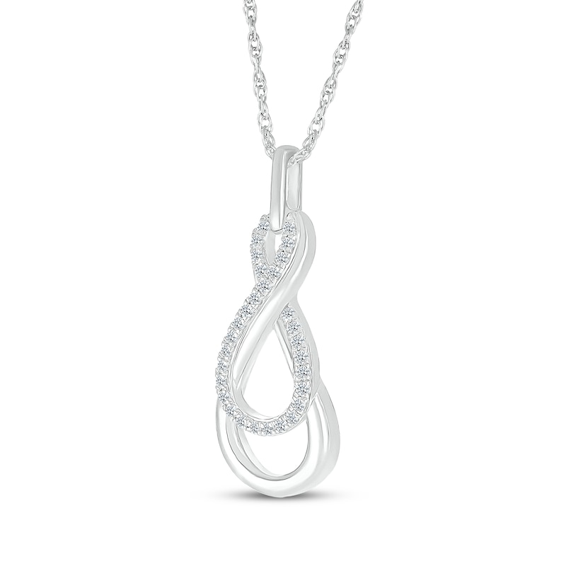 Diamond Infinity Twist Necklace 1/6 ct tw Sterling Silver 18"
