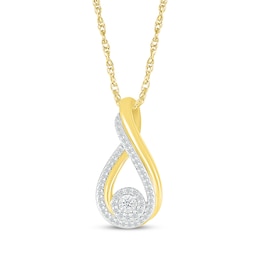 Diamond Infinity Twist Necklace 1/4 ct tw 10K Yellow Gold 18&quot;