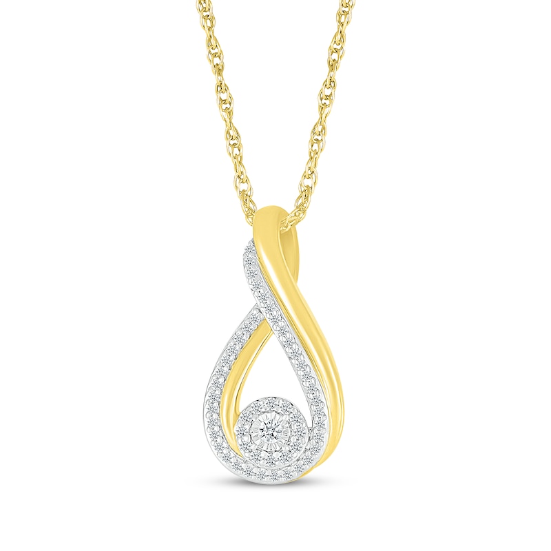 Main Image 1 of Diamond Infinity Twist Necklace 1/4 ct tw 10K Yellow Gold 18&quot;