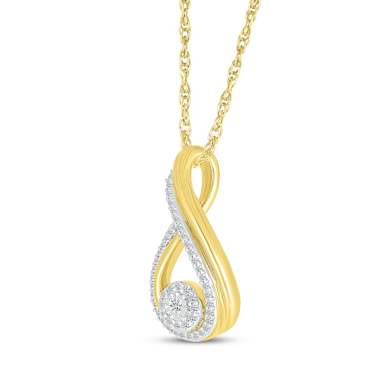 Main Image 2 of Diamond Infinity Twist Necklace 1/4 ct tw 10K Yellow Gold 18&quot;