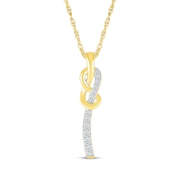 Diamond Twist Drop Necklace 1/6 ct tw 10K Yellow Gold 18&quot;