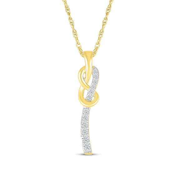 Diamond Twist Drop Necklace 1/6 ct tw 10K Yellow Gold 18"