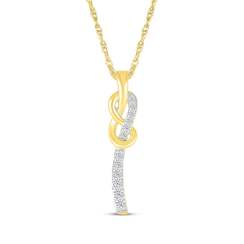 Main Image 1 of Diamond Twist Drop Necklace 1/6 ct tw 10K Yellow Gold 18&quot;