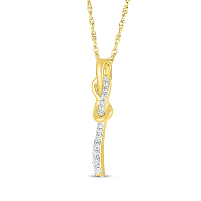 Main Image 2 of Diamond Twist Drop Necklace 1/6 ct tw 10K Yellow Gold 18&quot;