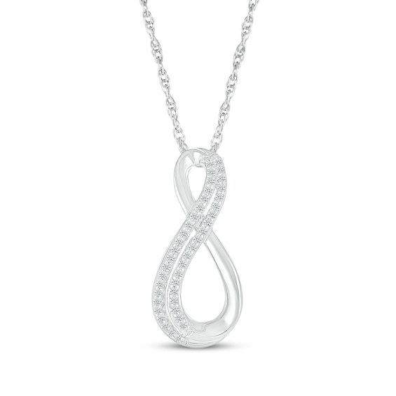 Diamond Double Infinity Necklace 1/8 ct tw Sterling Silver 18"
