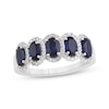 Thumbnail Image 0 of Oval-Cut Blue Sapphire & Diamond Halo Ring 1/4 ct tw Sterling Silver