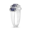 Thumbnail Image 1 of Oval-Cut Blue Sapphire & Diamond Halo Ring 1/4 ct tw Sterling Silver