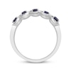Thumbnail Image 2 of Oval-Cut Blue Sapphire & Diamond Halo Ring 1/4 ct tw Sterling Silver