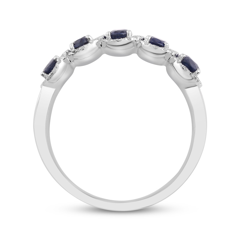 Oval-Cut Blue Sapphire & Diamond Halo Ring 1/4 ct tw Sterling Silver