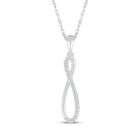 Diamond Infinity Drop Necklace 1/8 ct tw Sterling Silver 18"