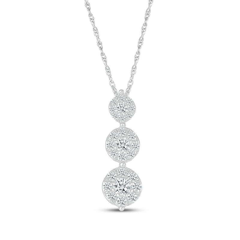 Main Image 1 of Multi-Diamond Graduated Drop Necklace 1/4 ct tw 10K White Gold 18&quot;