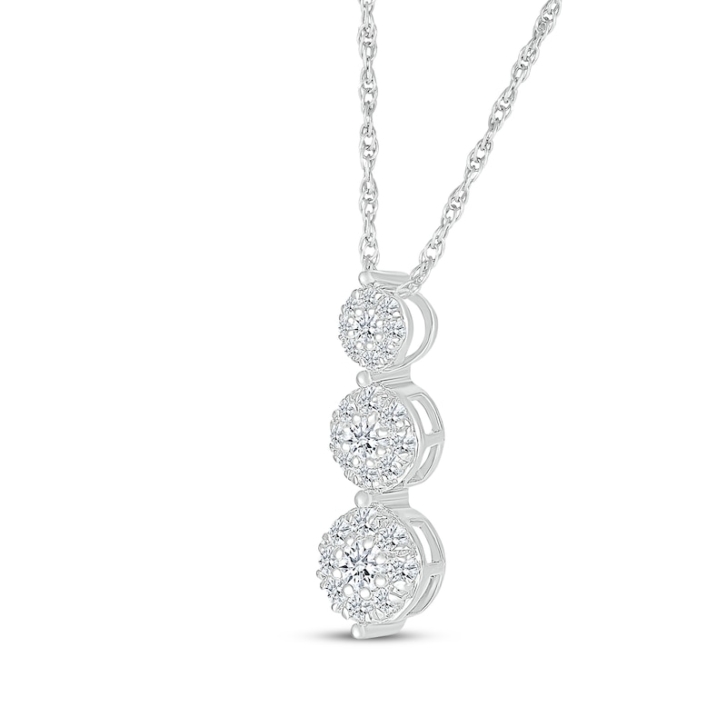 Main Image 2 of Multi-Diamond Graduated Drop Necklace 1/4 ct tw 10K White Gold 18&quot;