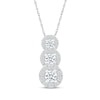 Thumbnail Image 1 of Diamond Graduated Three-Stone Halo Necklace 1/2 ct tw 10K White Gold 18&quot;