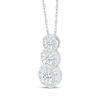 Thumbnail Image 1 of Diamond Graduated Three-Stone Halo Necklace 1/2 ct tw 10K White Gold 18"