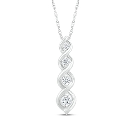 Diamond Graduated Twist Necklace 1/6 ct tw Sterling Silver 18&quot;