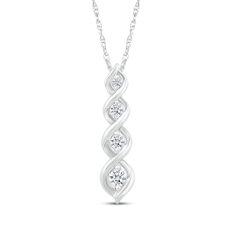 Main Image 1 of Diamond Graduated Twist Necklace 1/6 ct tw Sterling Silver 18&quot;