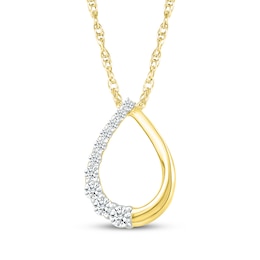 Diamond Open Teardrop Necklace 1/5 ct tw 10K Yellow Gold 18&quot;