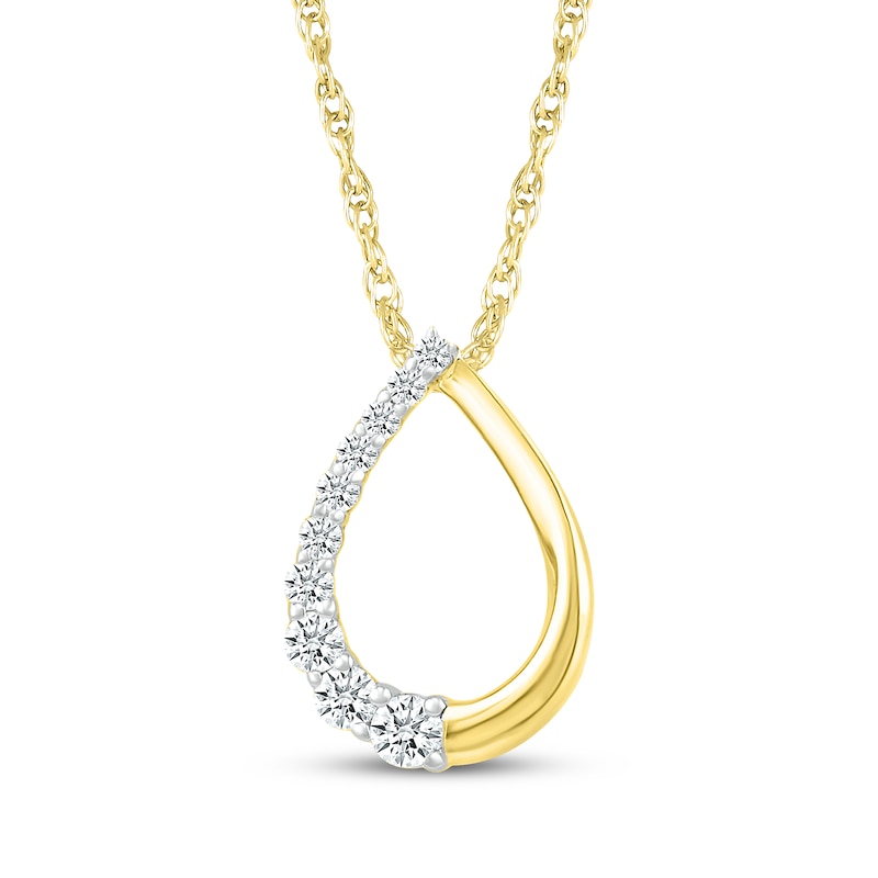 Main Image 1 of Diamond Open Teardrop Necklace 1/5 ct tw 10K Yellow Gold 18&quot;