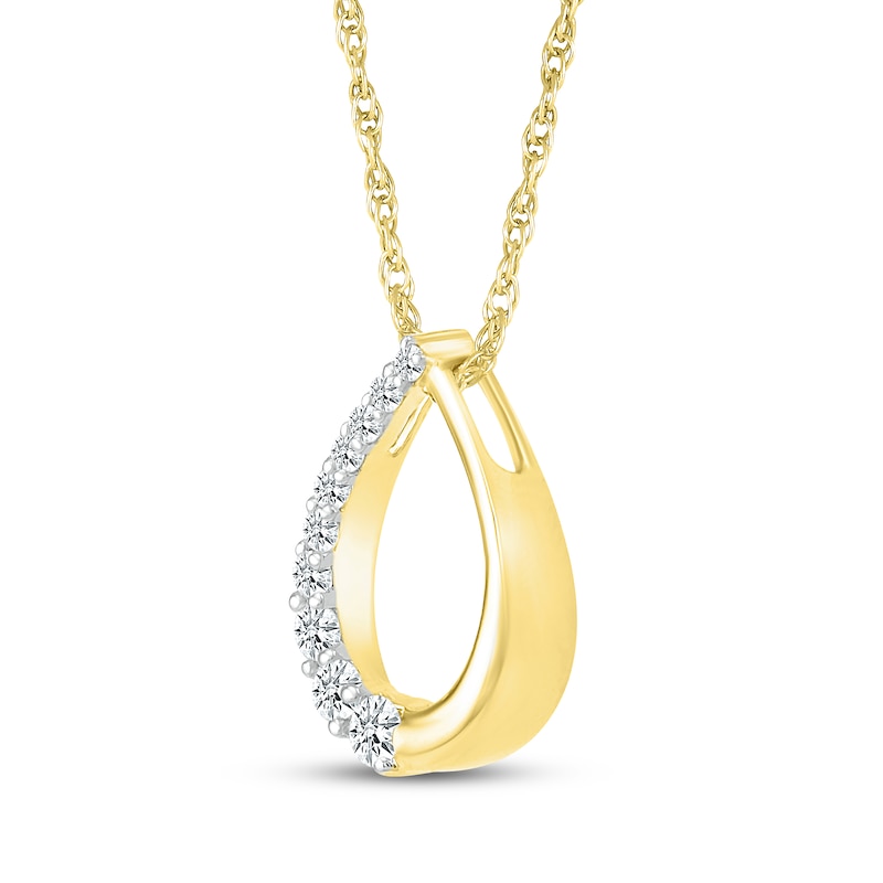 Main Image 2 of Diamond Open Teardrop Necklace 1/5 ct tw 10K Yellow Gold 18&quot;