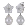 Thumbnail Image 1 of Cultured Pearl, White Lab-Created Sapphire & Mother-of-Pearl Dangle Earrings Sterling Silver