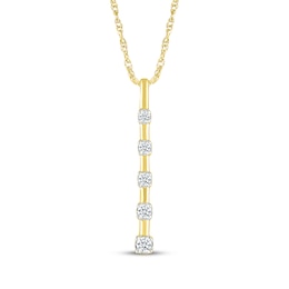 Diamond Five-Stone Vertical Bar Necklace 1/10 ct tw 10K Yellow Gold 18&quot;