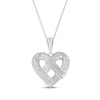Thumbnail Image 2 of Diamond Heart Knot Necklace 1 ct tw 10K White Gold 18"