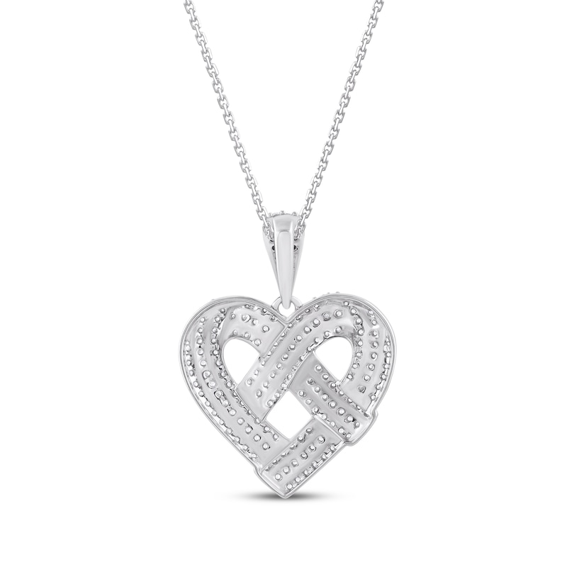Diamond Heart Knot Necklace 1 ct tw 10K White Gold 18"