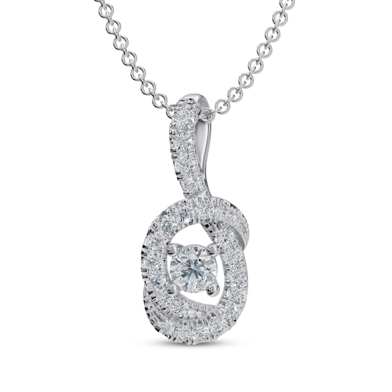 Diamond Knot Necklace 1/5 ct tw 10K White Gold 18"
