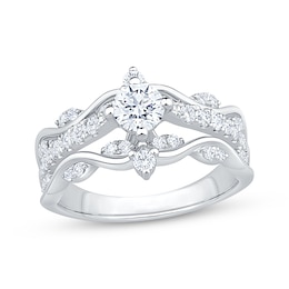 Round-Cut Diamond Swirl Engagement Ring 1 ct tw 14K White Gold